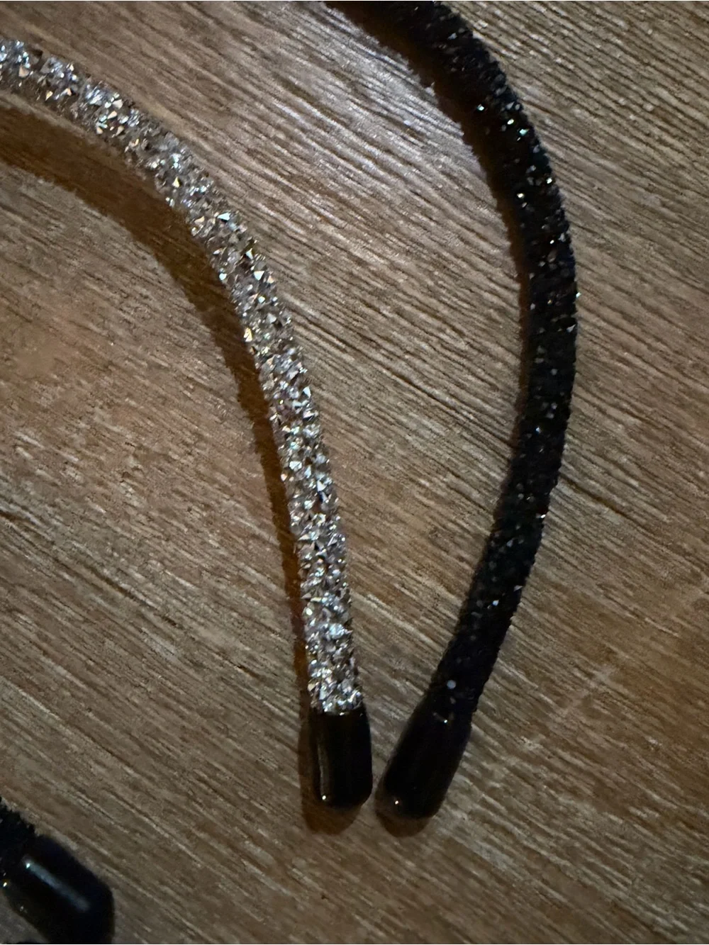 Set of 2 Crystal Rhinestone Headbands Black & Silver Sparkle Hair Accessories